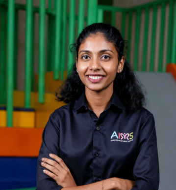 AIMS Child Development Centre Coordinator supporting child therapy and developmental services in Kerala.